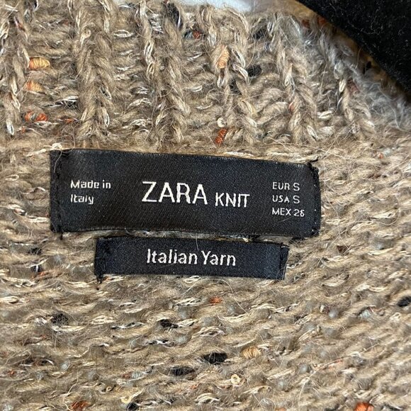 Zara Brown Sequined V-Neck High-Low Sweater - Picture 6 of 9